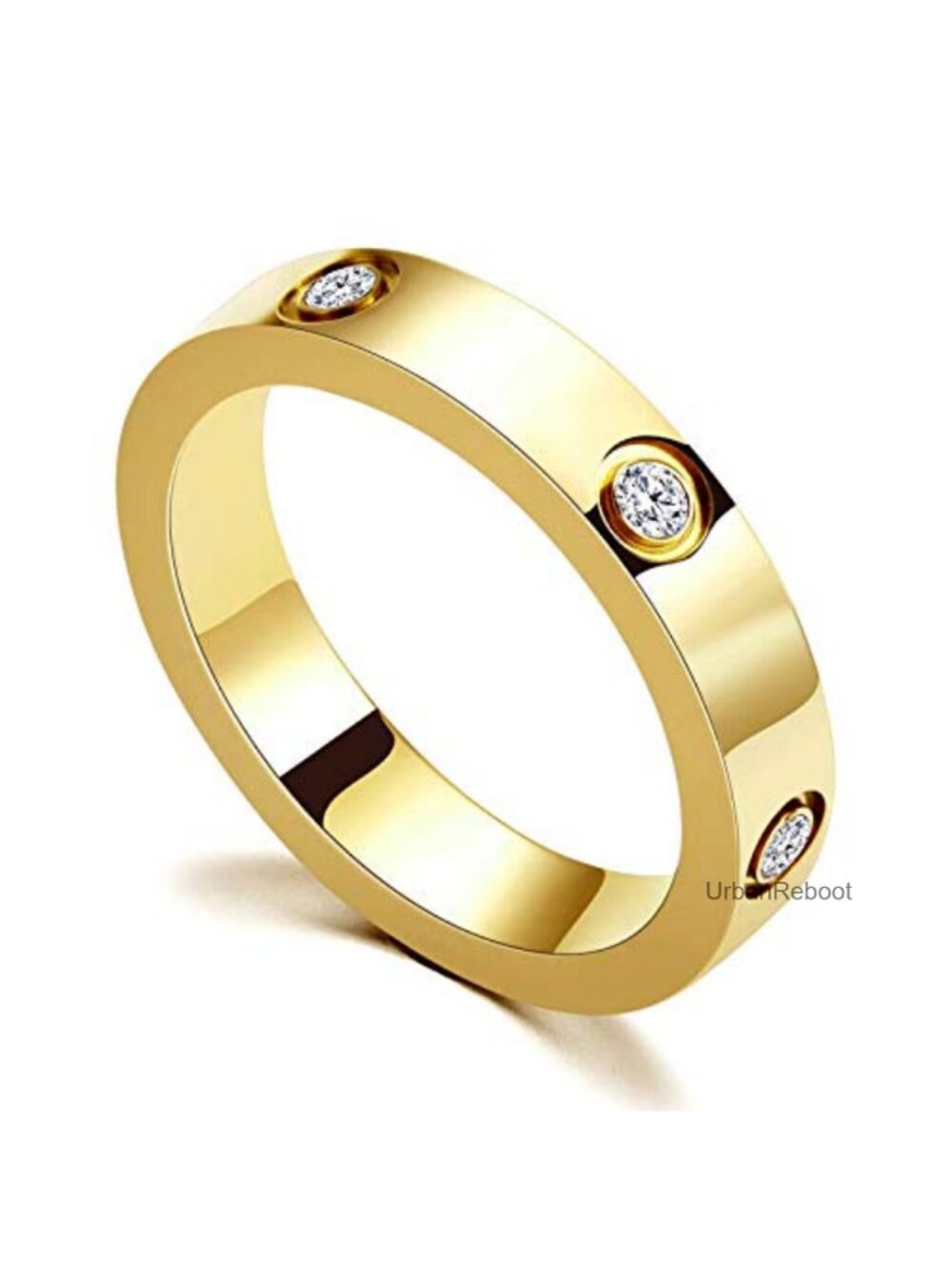 18K Gold Plated Stainless Steel Love Ring Promise Ring Wedding Band for Women